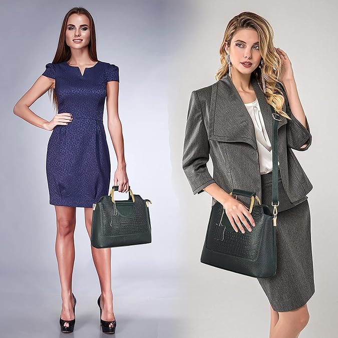 Leather Satchel Handbag - Trapezoid