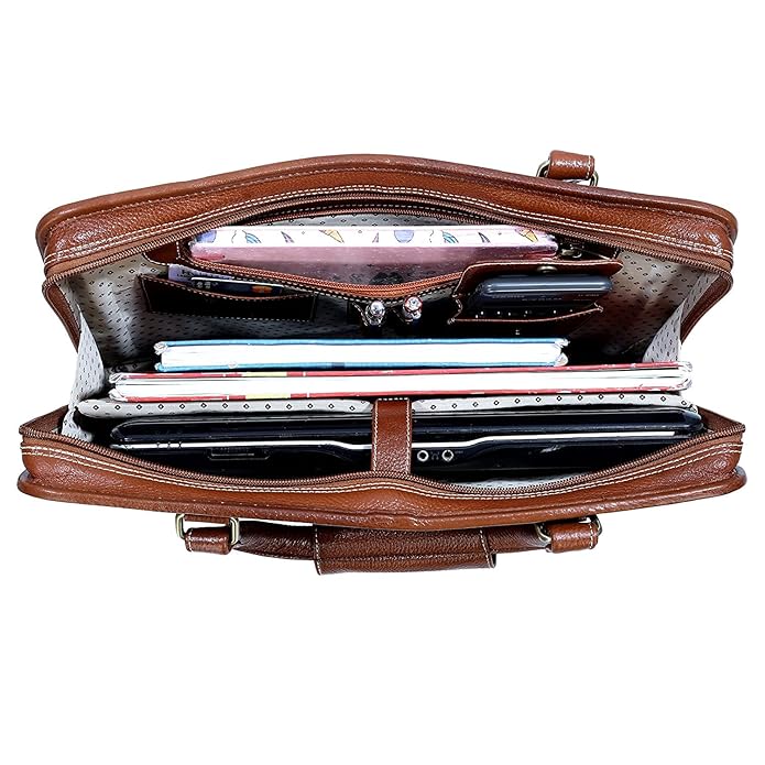 Leather Laptop Bag - Slim Basket