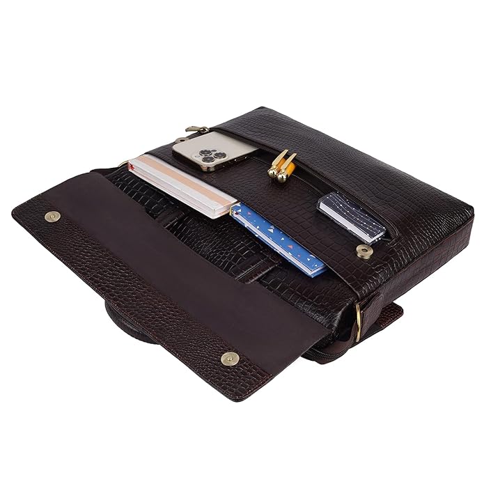 Leather Laptop Bag - Double Flap