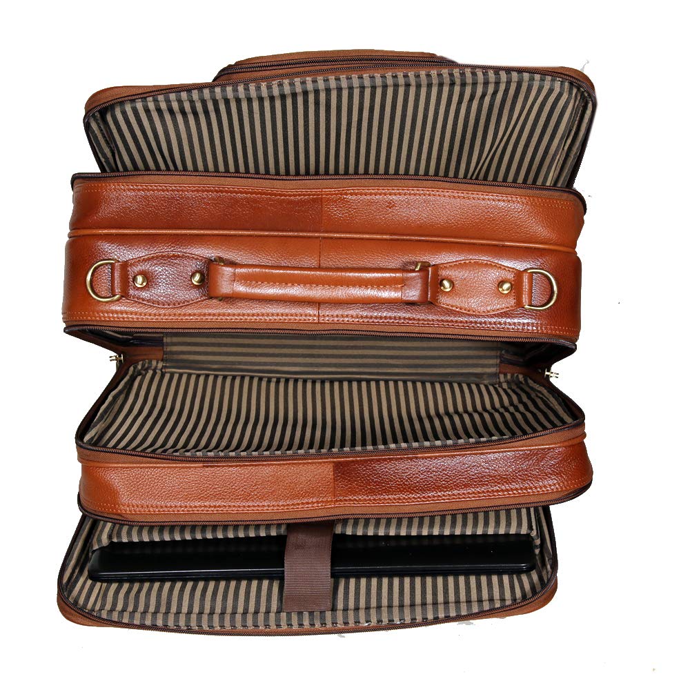 Leather Laptop Roller Trolley - Dual Roller