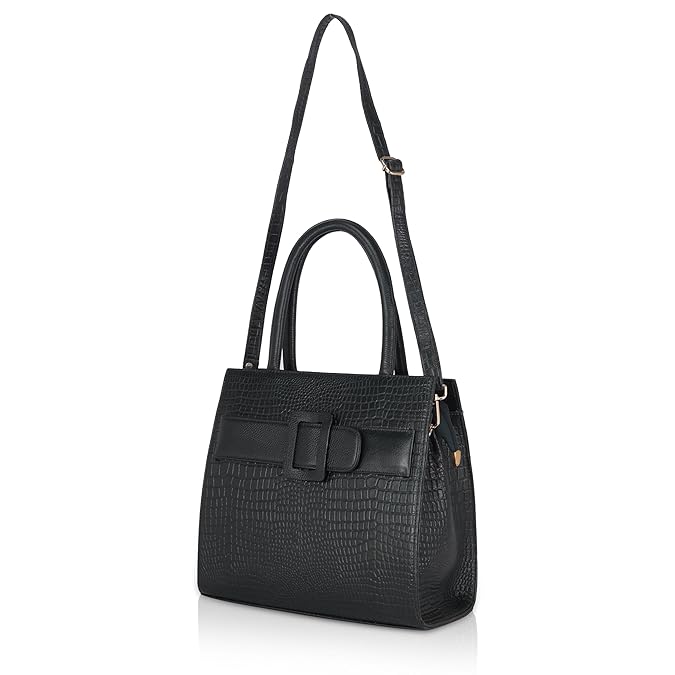 Croco Leather Handbag - Buckle Harmass