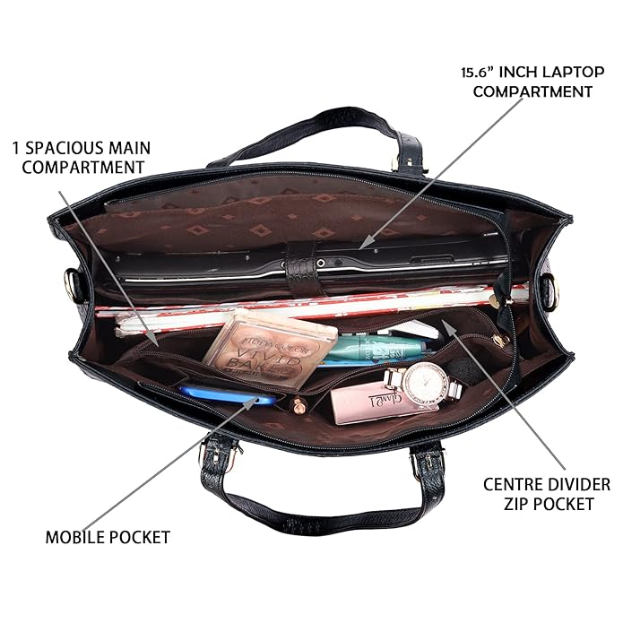 Leather Laptop Tote Bag - Modern Maven