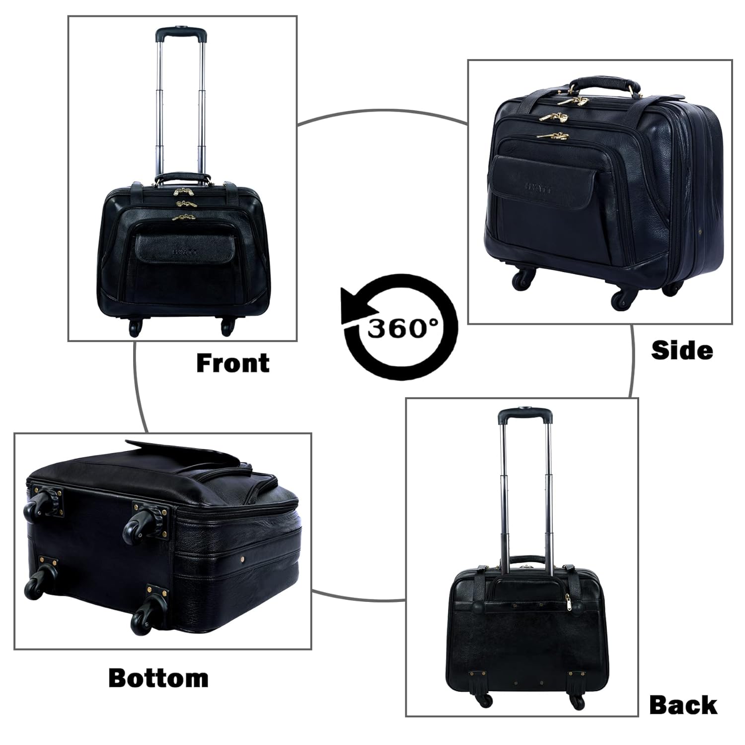 Leather Laptop Roller Trolley - The Overnighter