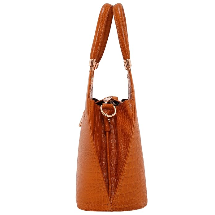 Croco Leather Handbag - BUCKET