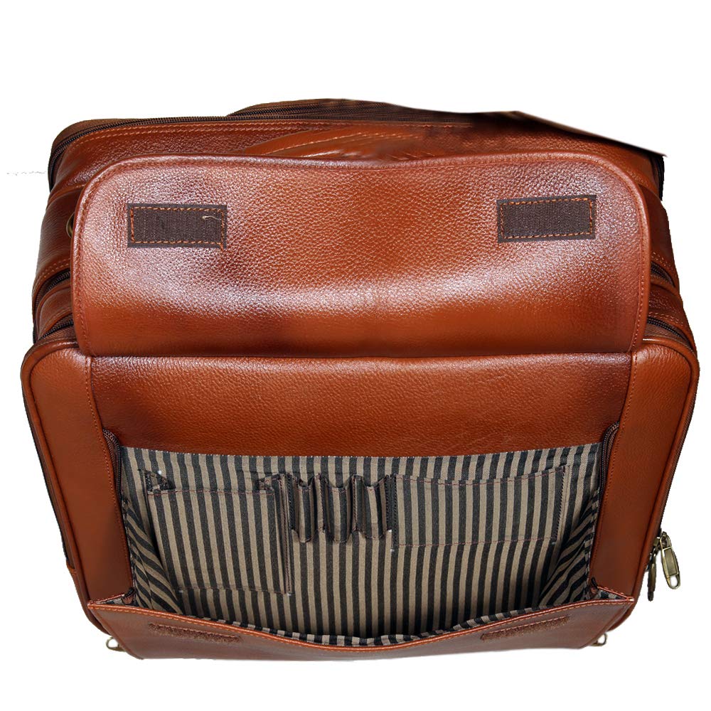 Leather Laptop Roller Trolley - Dual Roller