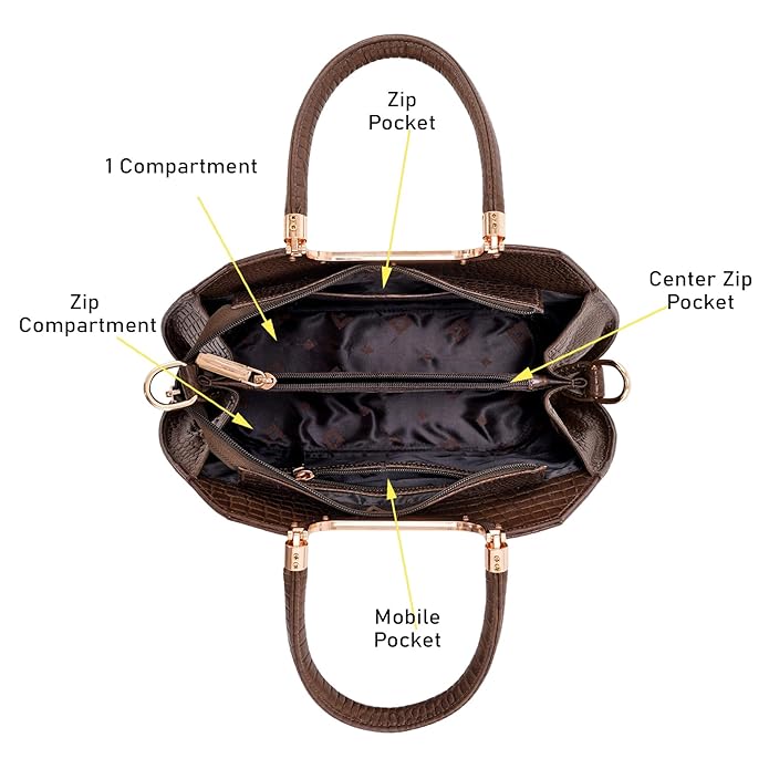 Croco Leather Handbag - BUCKET