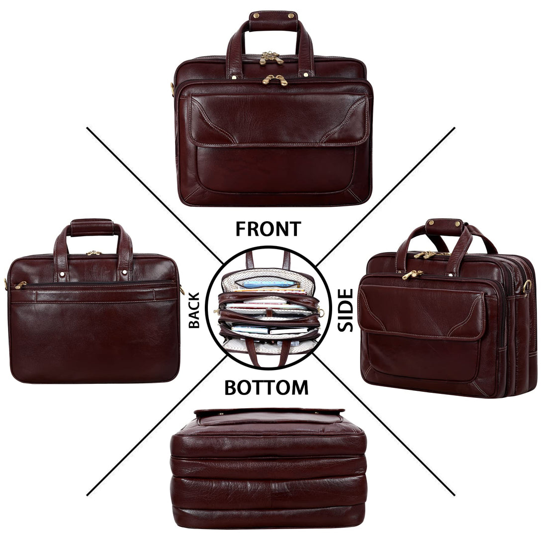 HAYAT Leather Accessories 16 Inch Men's Leather Briefcase Laptop Office Bag
