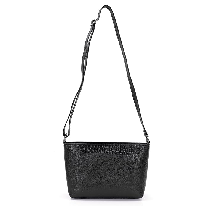 Leather Sling Bag for Women - Zip Top