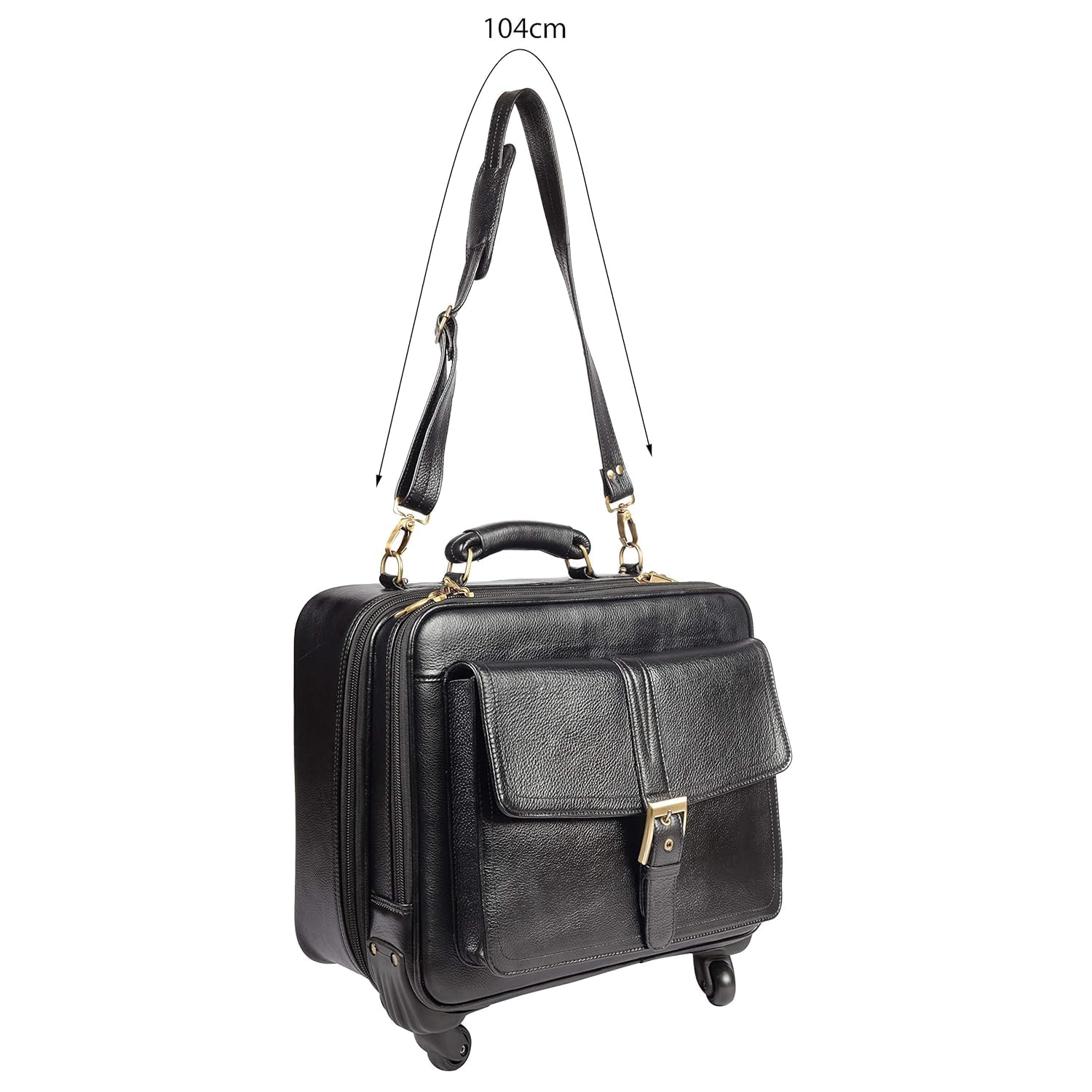 Leather Laptop Roller Trolley - The Retro
