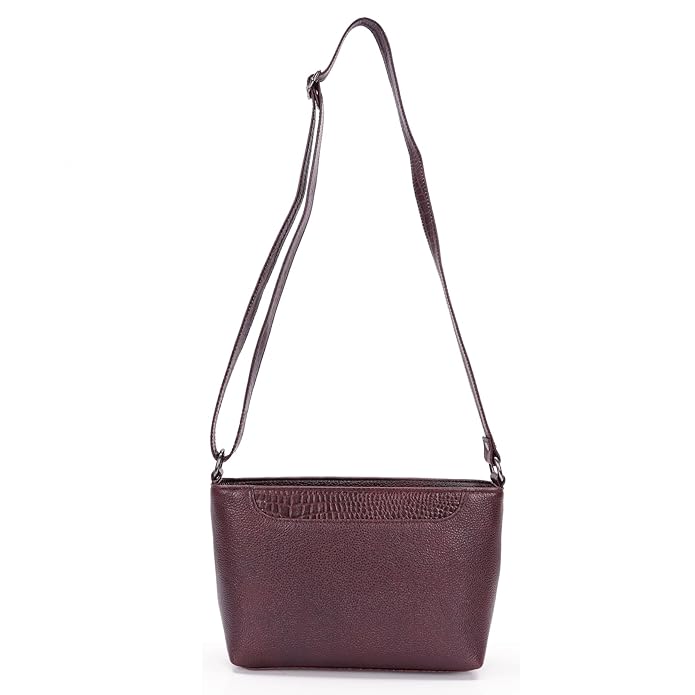 Leather Sling Bag for Women - Zip Top