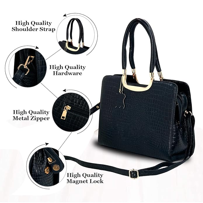 Croco Leather Handbag - The Milano