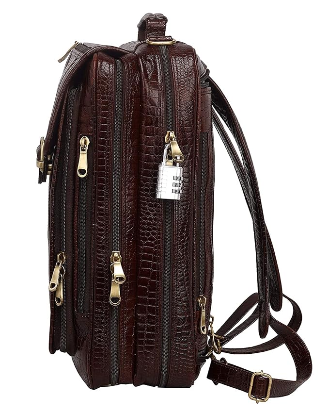 Leather Laptop Backpack Cum Office Bag - Convertible