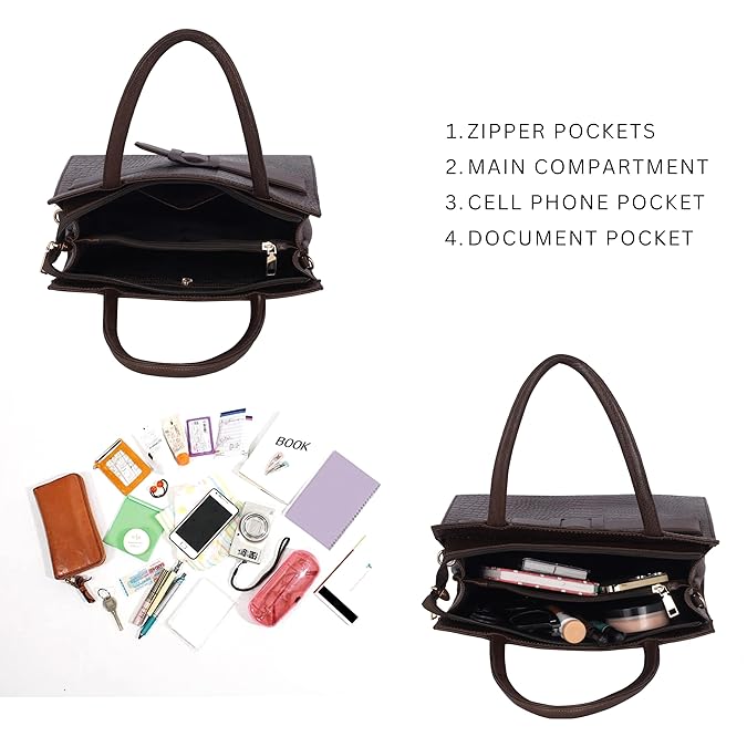 Croco Leather Handbag - Buckle Harmass