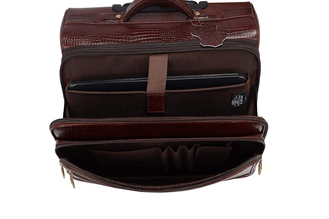 Leather Laptop Roller Trolley - The Ridgeway