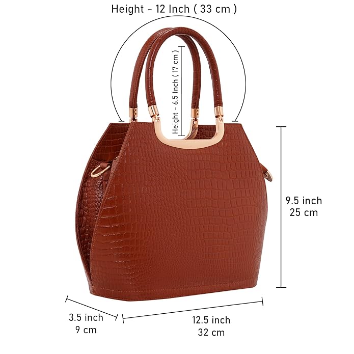 Croco Leather Handbag - BUCKET