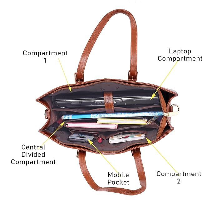 Leather Laptop Tote Bag - Modern Maven