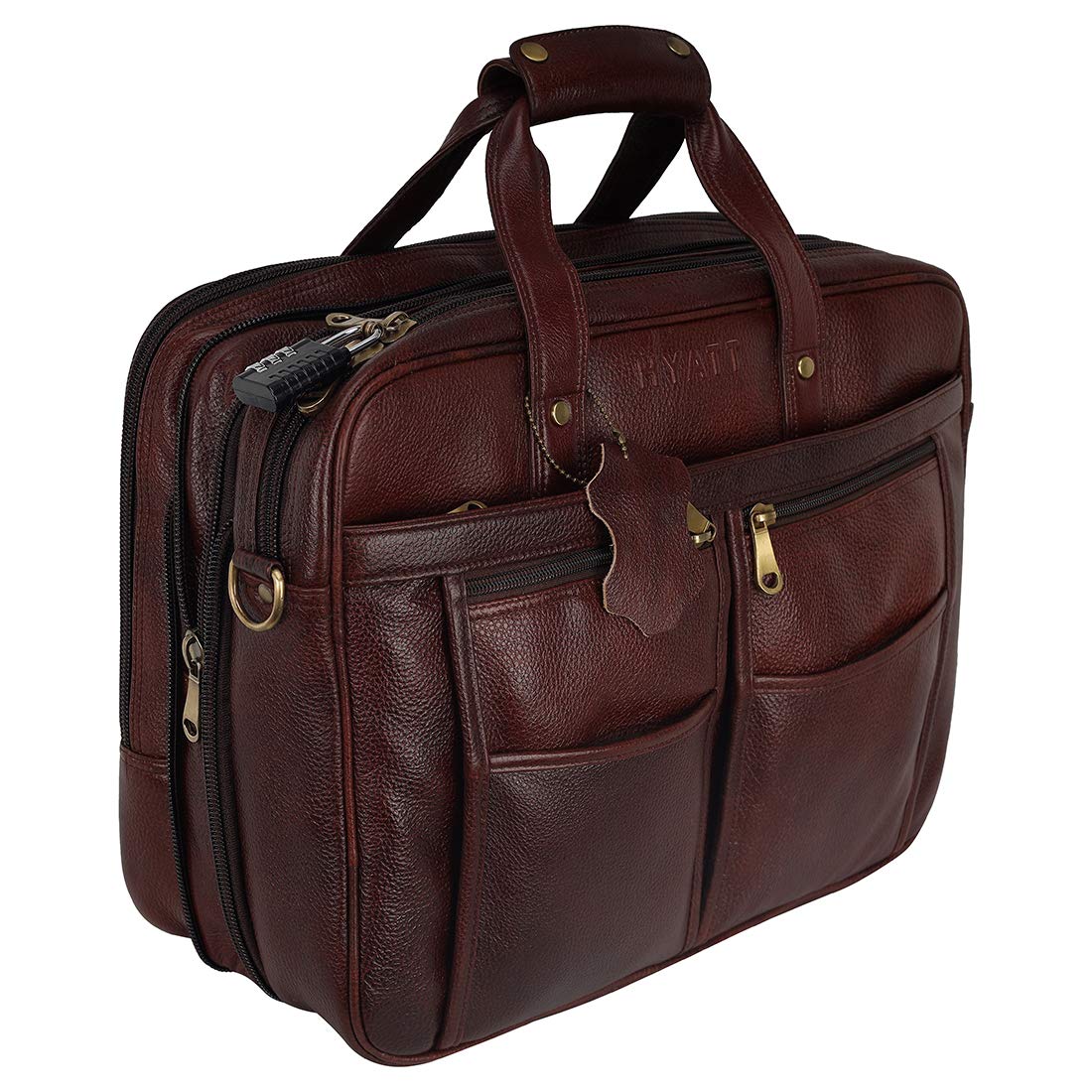HAYAT Leather Accessories 24 litres Full Expandable Leather Laptop Office