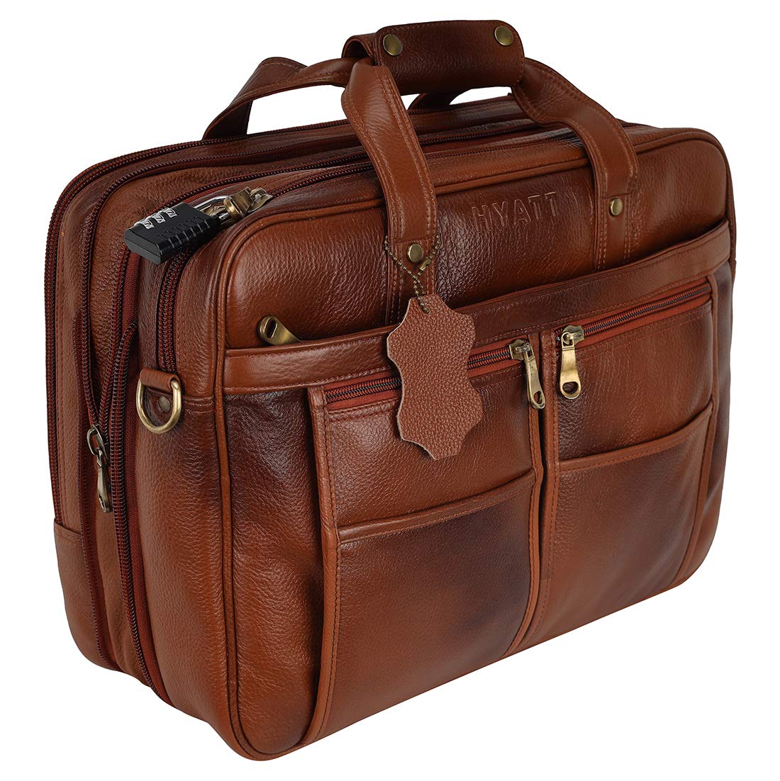HAYAT Leather Accessories 24 litres Full Expandable Leather Laptop Office