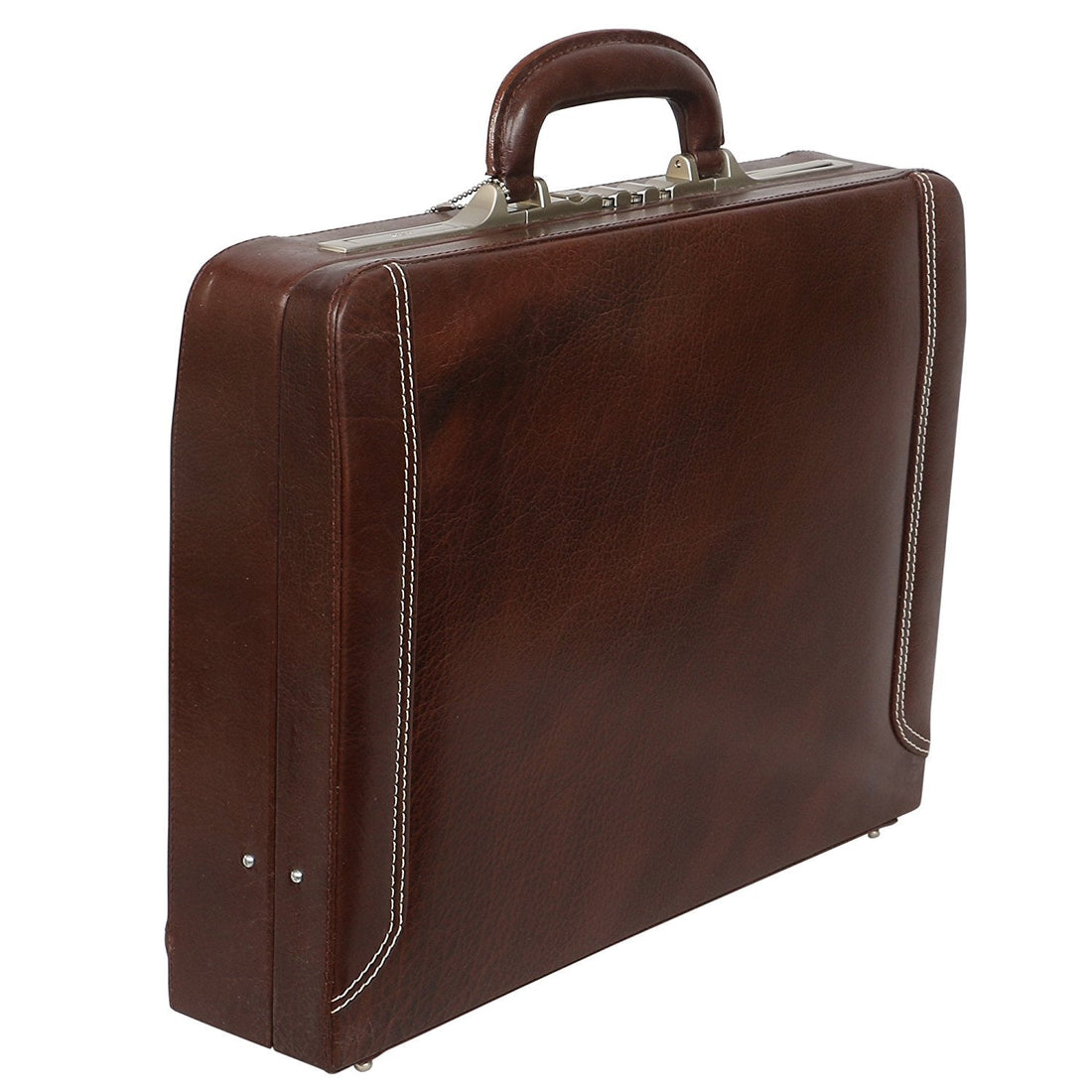HAYAT Leather Accessories 18 Inch Expandable Men's Leather Briefcases Office Bags with Italian Lock