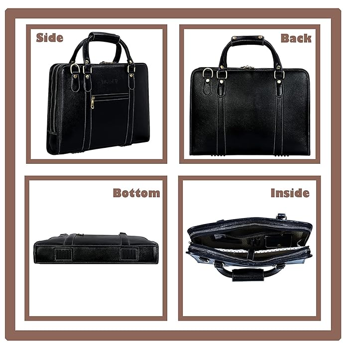 Leather Laptop Bag - Slim Basket