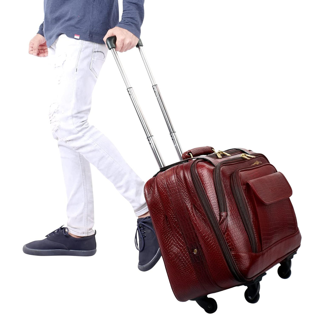 Leather Laptop Roller Trolley - The Overnighter