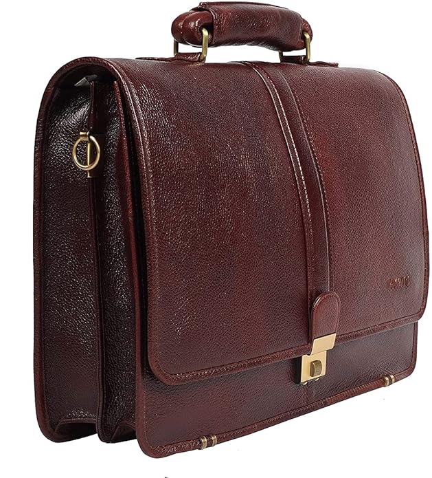 Leather Laptop Briefcase - Full Flap