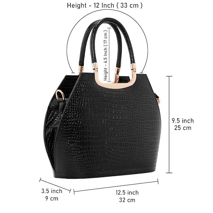 Croco Leather Handbag - BUCKET