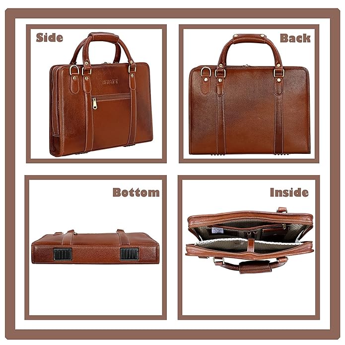 Leather Laptop Bag - Slim Basket