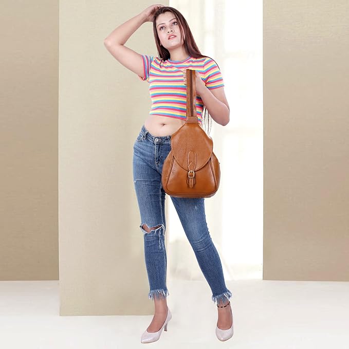 Women's Leather Backpack - 2 in 1