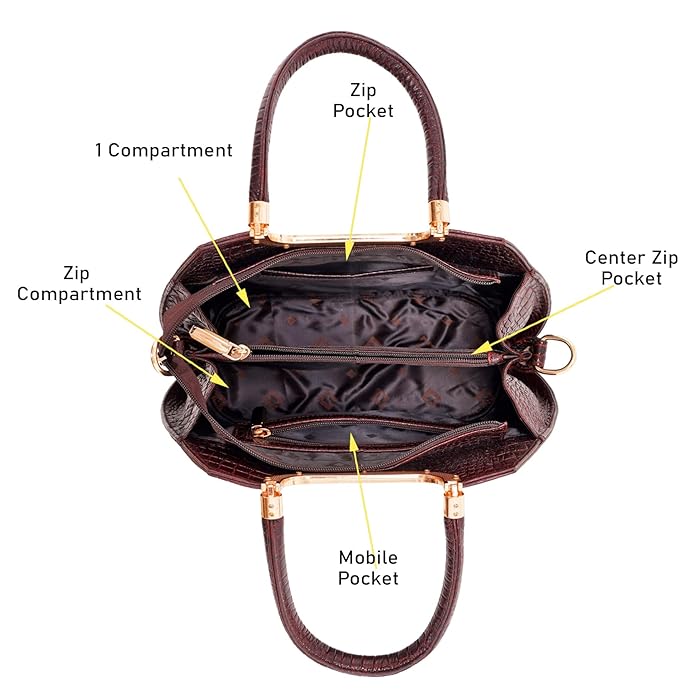 Croco Leather Handbag - BUCKET