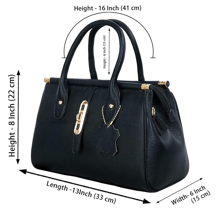 Leather Satchel Handbag - The Elegant