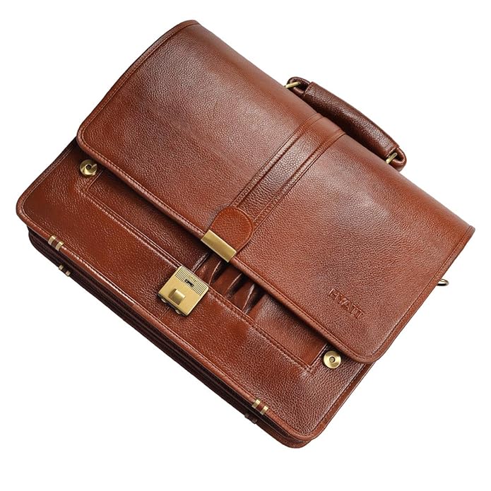 Leather Laptop Briefcase - Full Flap
