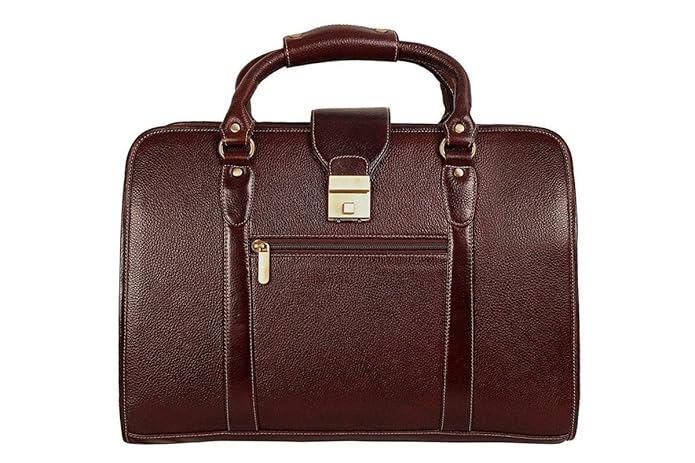 Leather Laptop Briefcase - Basket