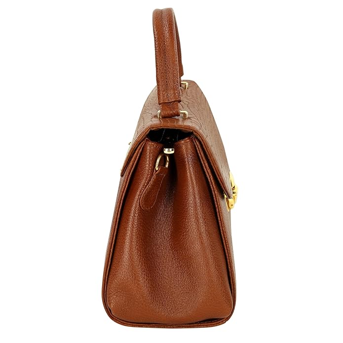 Compact Leather Handbag Bag - Push Lock