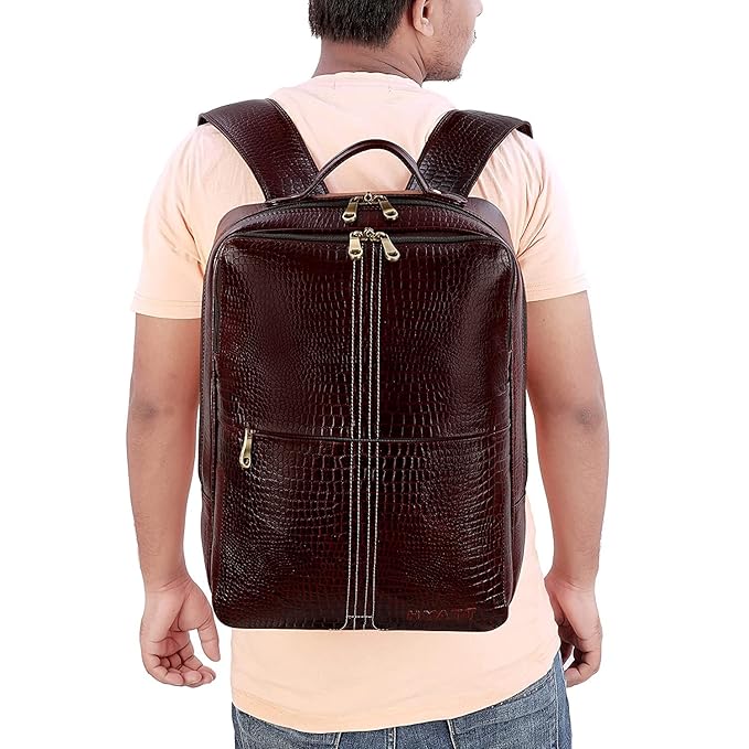 Leather Laptop Backpack - Four Line