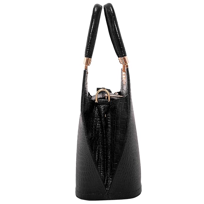 Croco Leather Handbag - BUCKET