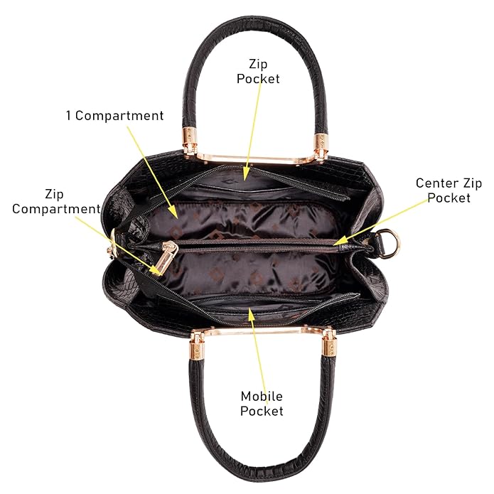 Croco Leather Handbag - BUCKET