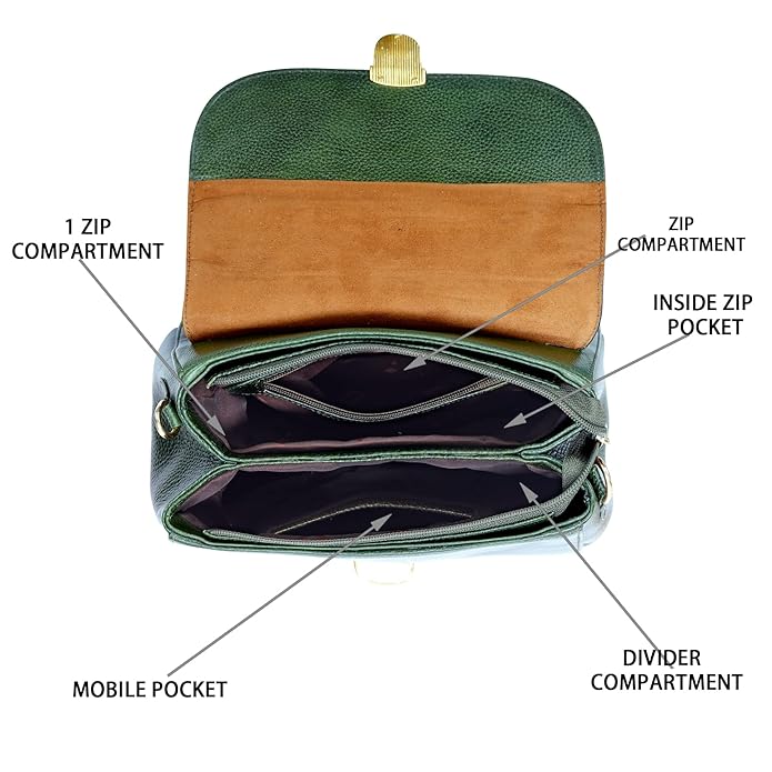 Compact Leather Handbag Bag - Push Lock