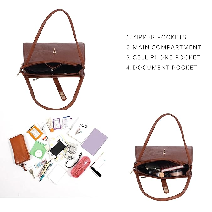 Croco Leather Handbag - TURN LOCK