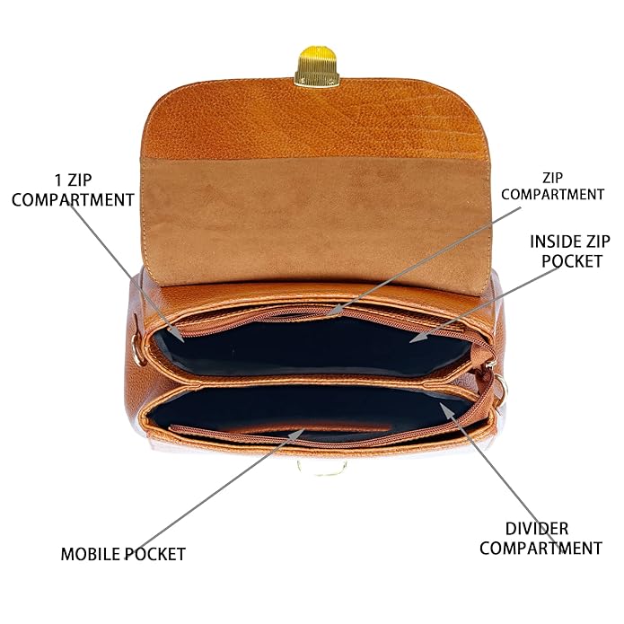 Compact Leather Handbag Bag - Push Lock