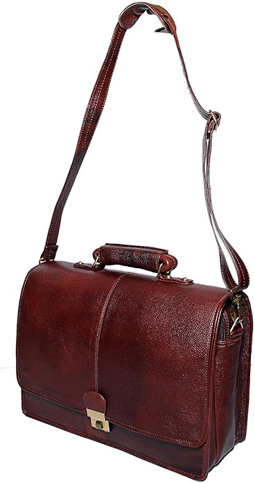 Leather Laptop Briefcase - Full Flap