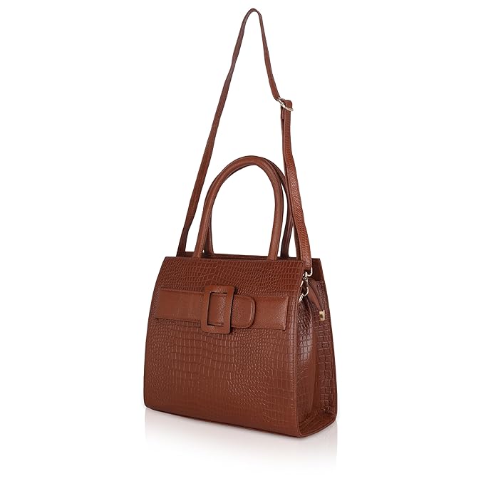 Croco Leather Handbag - Buckle Harmass