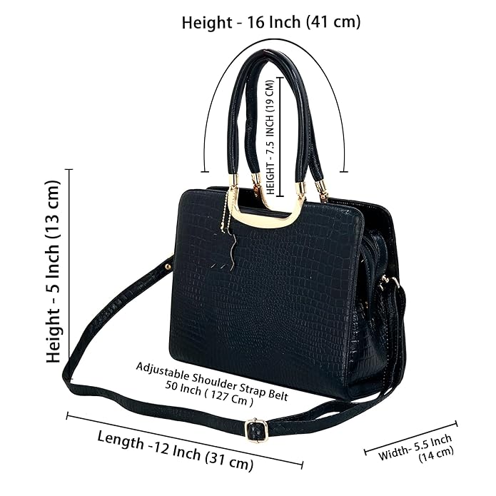 Croco Leather Handbag - The Milano