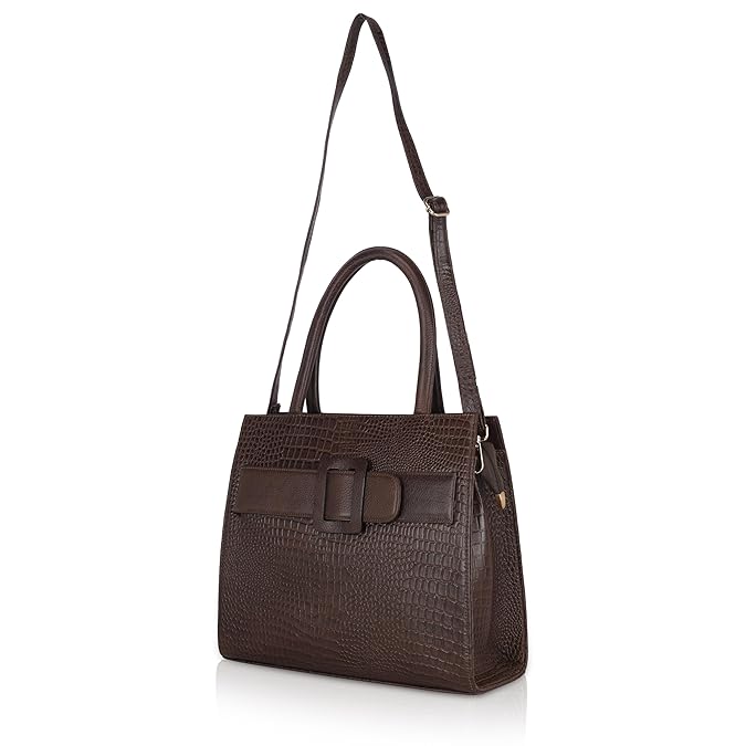 Croco Leather Handbag - Buckle Harmass