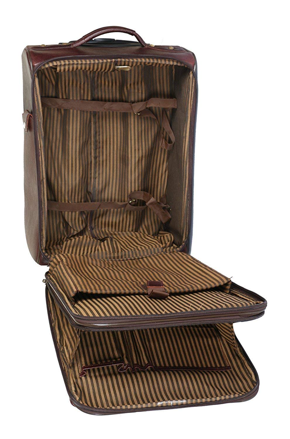 HAYAT Leather Accessories 46 Ltrs Brown Leather Cabin Trolley Bags for Men Luggage