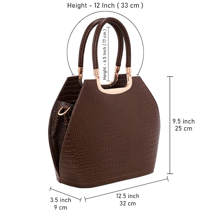 Croco Leather Handbag - BUCKET