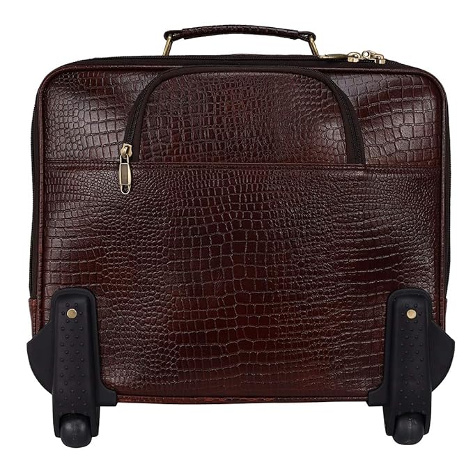 Leather Laptop Roller Trolley - Dual Roller