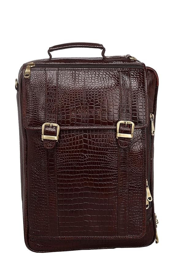 Leather Laptop Backpack Cum Office Bag - Convertible