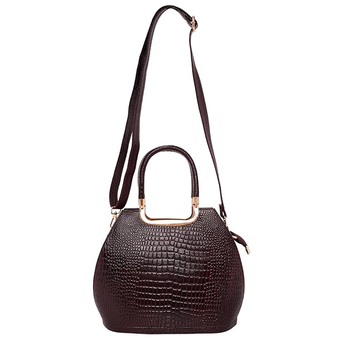 Croco Leather Handbag - BUCKET