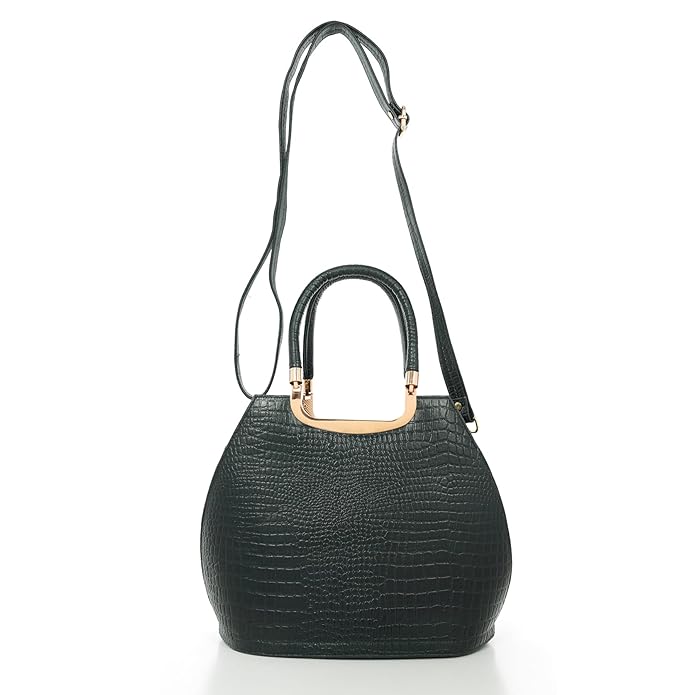 Croco Leather Handbag - BUCKET